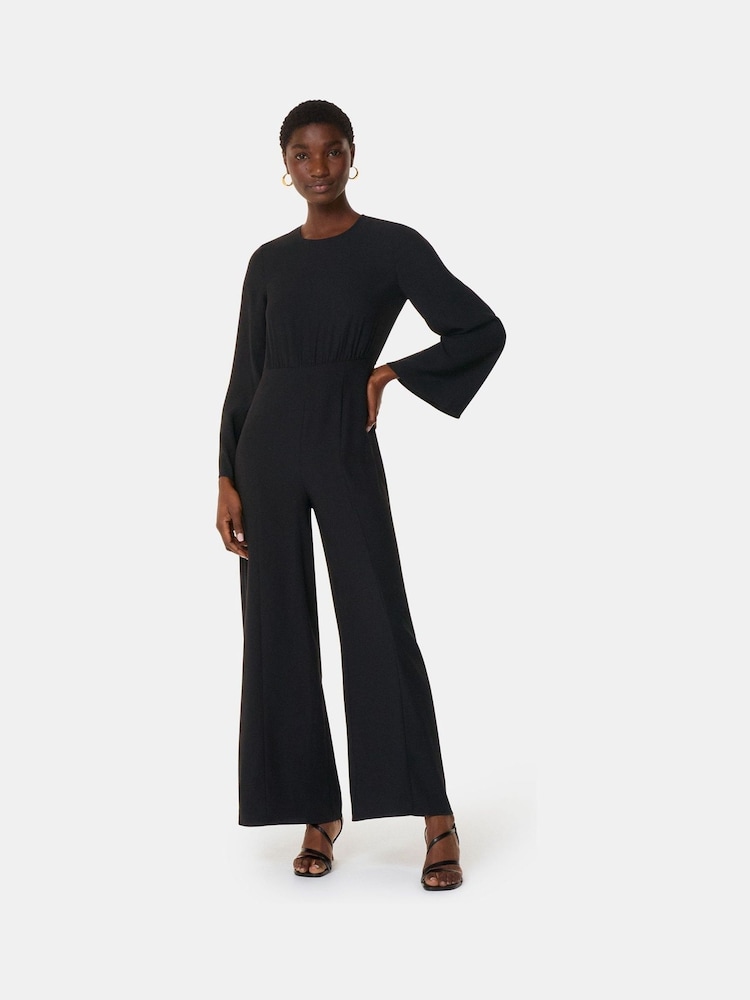 Whistles Black Petite Bonnie Gathered Jumpsuit - Image 1 of 5
