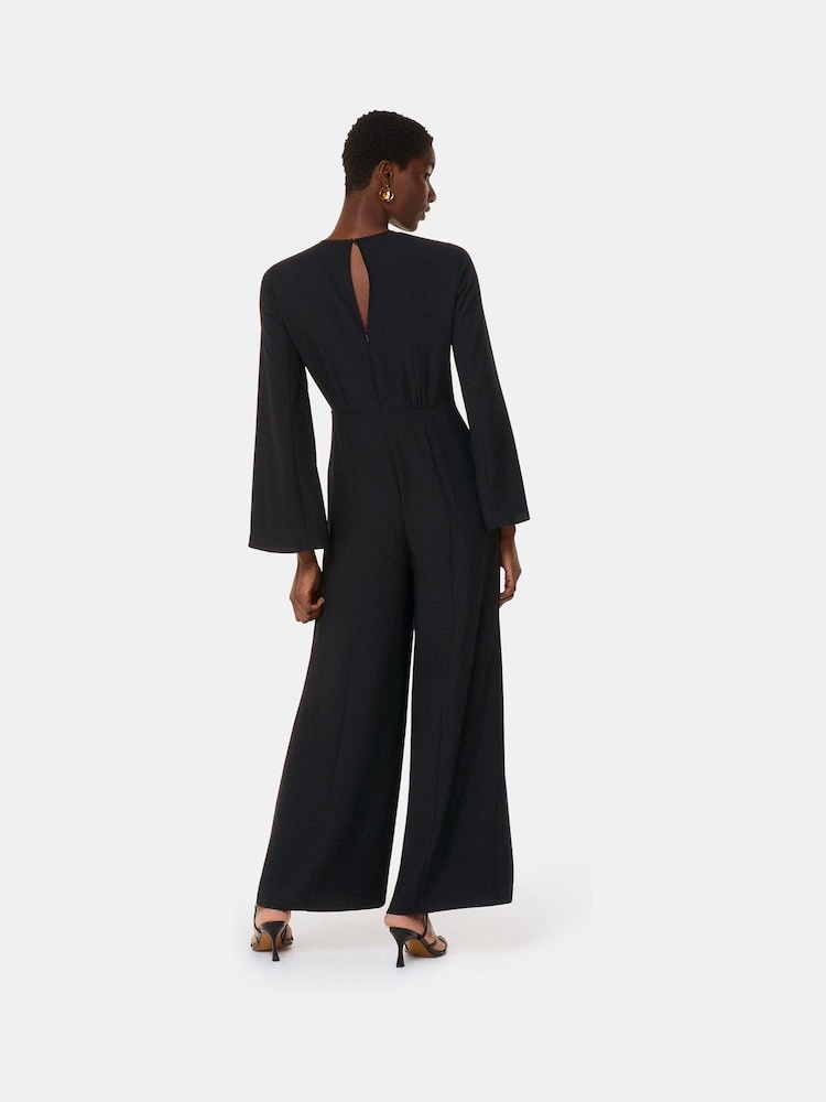 Whistles Black Petite Bonnie Gathered Jumpsuit - Image 2 of 5