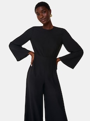 Whistles Black Petite Bonnie Gathered Jumpsuit - Image 3 of 5