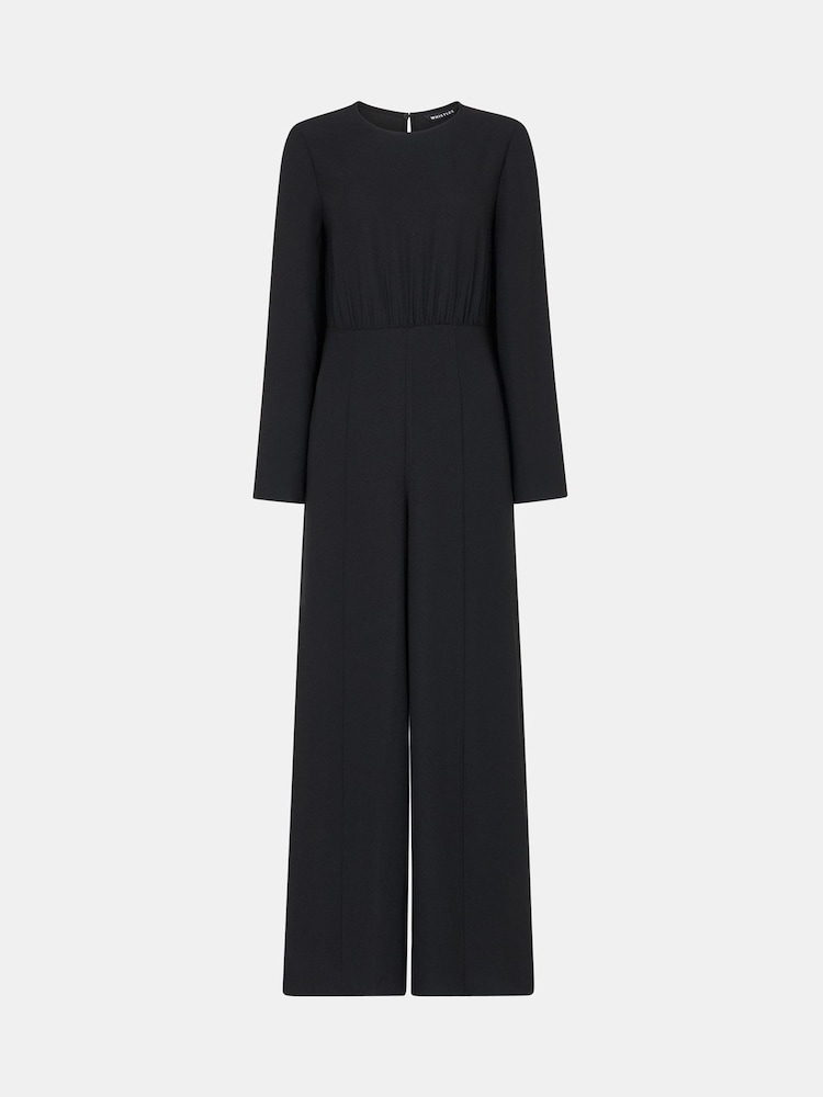 Whistles Black Petite Bonnie Gathered Jumpsuit - Image 5 of 5