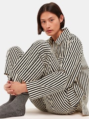 Whistles Black 100% Cotton Stripe Pyjama Bottoms - Image 4 of 5