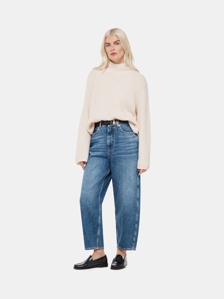 Whistles Blue 100% Cotton Petite Authentic Barrel Leg Jeans - Image 1 of 5