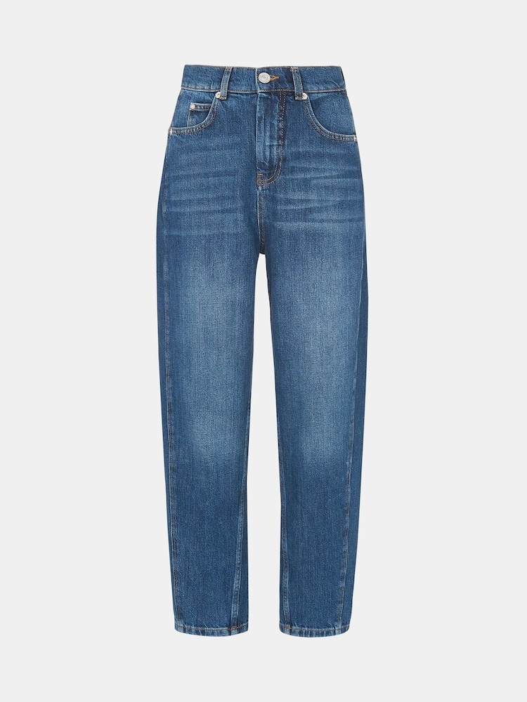 Whistles Blue 100% Cotton Petite Authentic Barrel Leg Jeans - Image 5 of 5