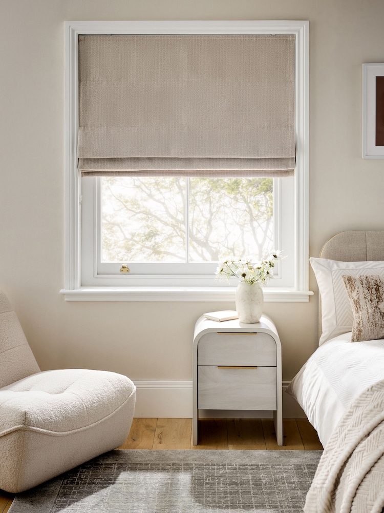 Natural Textured Ready Made Blackout Roman Blinds - Image 1 of 8