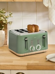 Green Bronx Wood Effect 4 Slice Toaster - Image 4 of 6