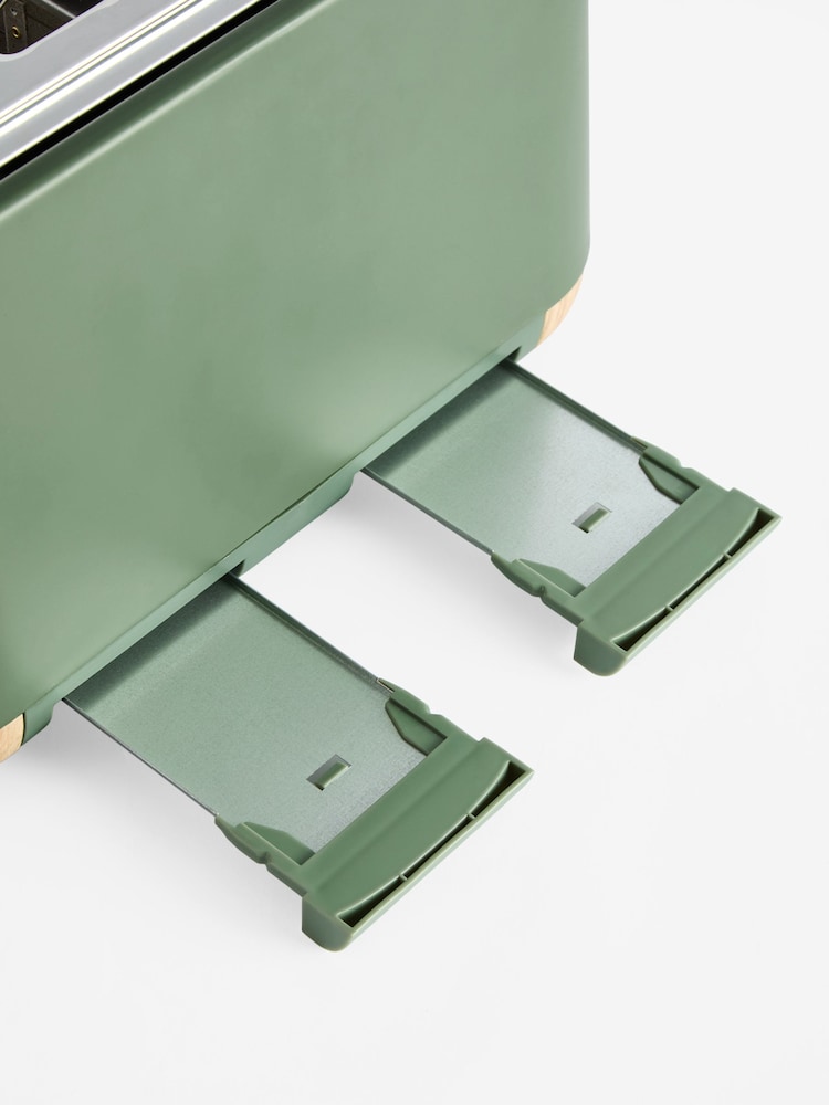 Green Bronx Wood Effect 4 Slice Toaster - Image 6 of 6