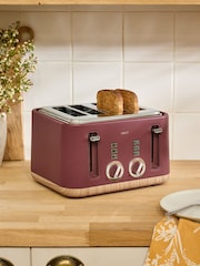 Red Bronx Wood Effect 4 Slice Toaster - Image 1 of 6