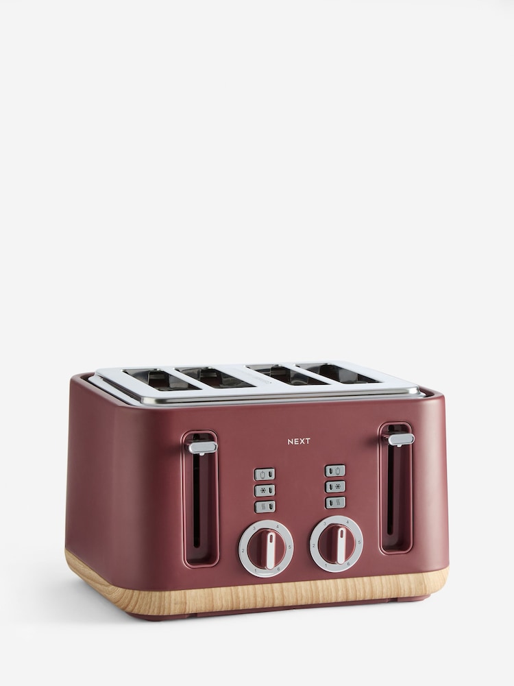 Red Bronx Wood Effect 4 Slice Toaster - Image 2 of 6