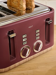 Red Bronx Wood Effect 4 Slice Toaster - Image 6 of 6