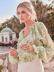 Lipsy Green Ruffle Blouse - Image 3 of 4