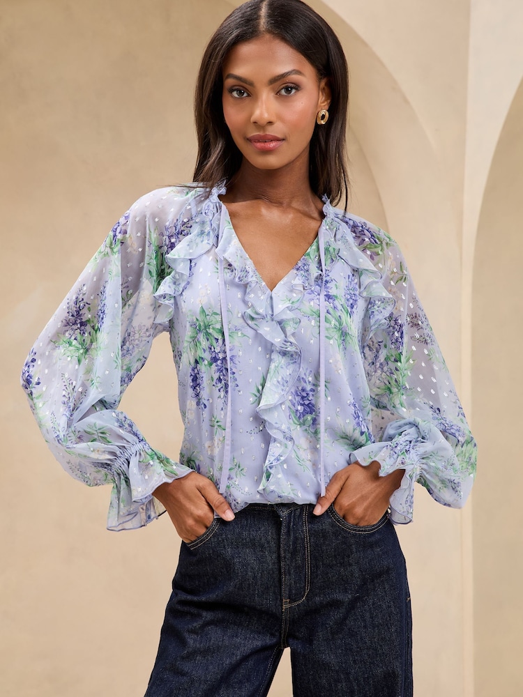 Lipsy Lilac Ruffle Blouse - Image 1 of 4