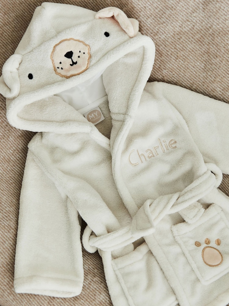 My 1st Years Natural Personalised Puppy Fleece Robe - Image 1 of 5