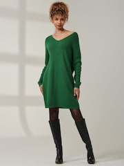 Jolie Moi Green Ribbed Detail Knit Tunic Jumper - Image 1 of 6