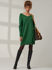 Jolie Moi Green Ribbed Detail Knit Tunic Jumper - Image 5 of 6
