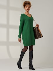 Jolie Moi Green Ribbed Detail Knit Tunic Jumper - Image 6 of 6