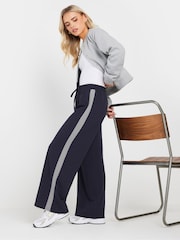 PixieGirl Petite Blue Side Stripe Wide Leg Joggers - Image 1 of 5