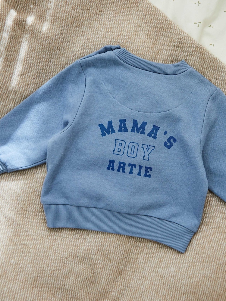 My 1st Years Blue Mama’s Boy Personalised 100% Cotton Sweatshirt - Image 1 of 4