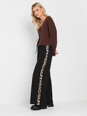 PixieGirl Petite Brown Side Stripe Wide Leg Joggers - Image 1 of 5