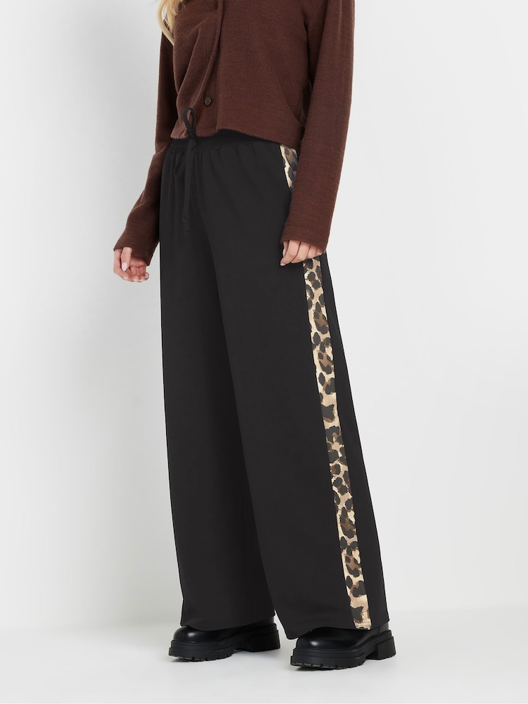 PixieGirl Petite Brown Side Stripe Wide Leg Joggers - Image 2 of 5
