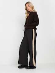 PixieGirl Petite Black Side Stripe Wide Leg Joggers - Image 1 of 5
