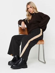 PixieGirl Petite Black Side Stripe Wide Leg Joggers - Image 4 of 5