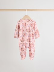 Pink Grün - 3er-Pack geblümte Schlaganzüge aus 100  % Baumwolle mit Druckknöpfen für Babys - Bild 3 von 11