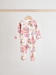 Pink Grün - 3er-Pack geblümte Schlaganzüge aus 100  % Baumwolle mit Druckknöpfen für Babys - Bild 6 von 11