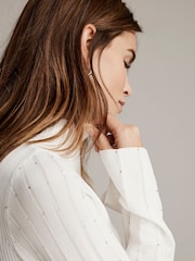 Mint Velvet White Embellished Knit Top - Image 5 of 7