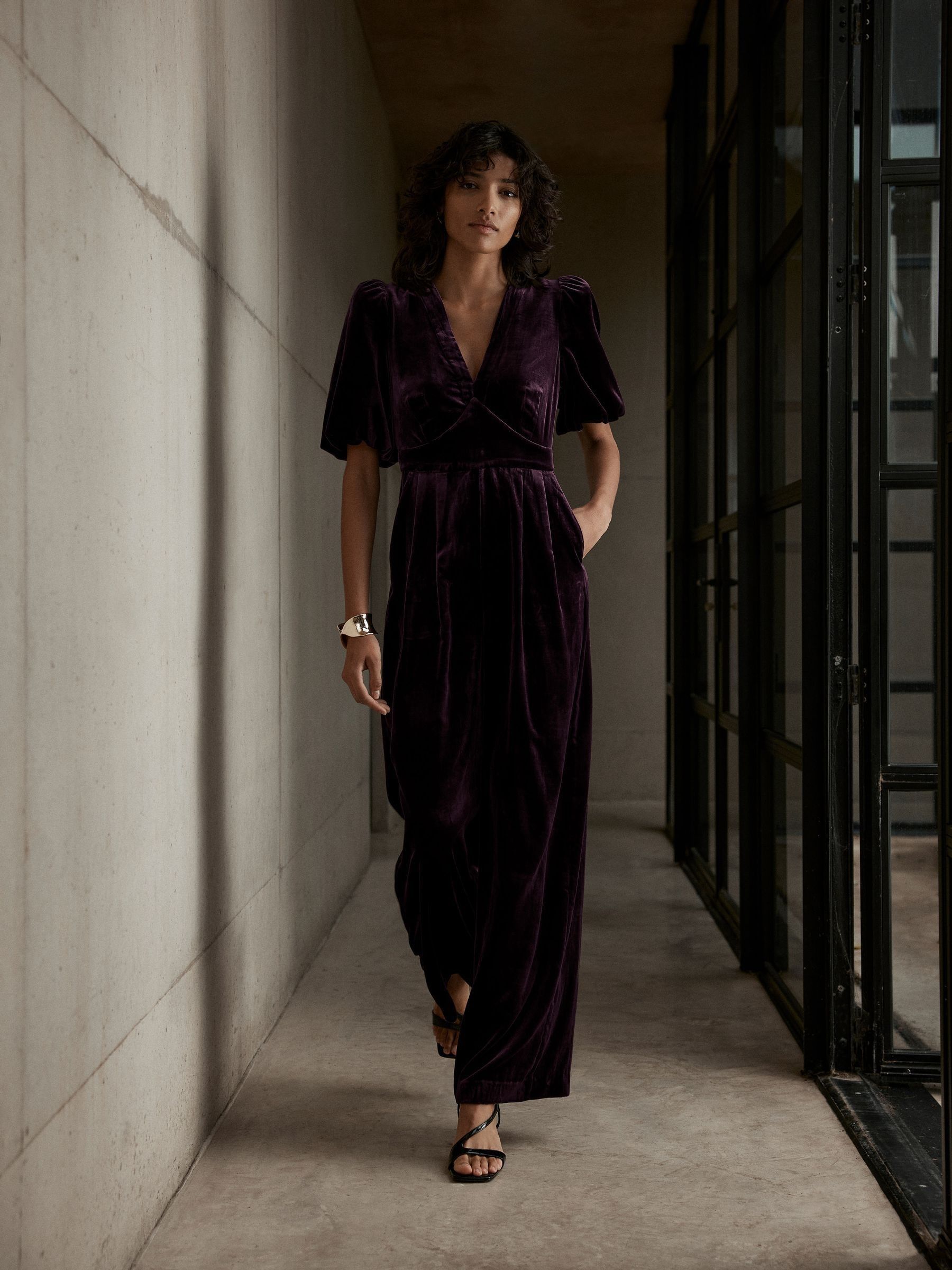 Buy Mint Velvet Red Velvet Puff Sleeve Jumpsuit from the Next UK online shop