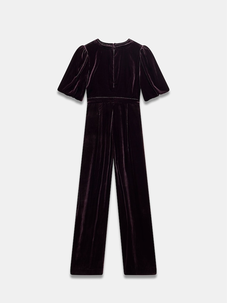 Mint Velvet Red Velvet Puff Sleeve Jumpsuit - Image 7 of 7