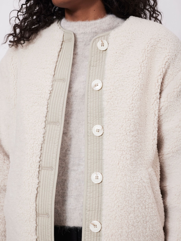 Mint Velvet White Borg Reversible Jacket - Image 3 of 9