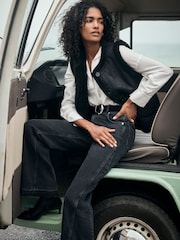 Mint Velvet Black Bonded Embroidered Collarless Gilet - Image 1 of 7