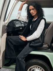 Mint Velvet Black Bonded Embroidered Collarless Gilet - Image 2 of 7