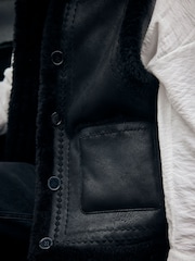 Mint Velvet Black Bonded Embroidered Collarless Gilet - Image 5 of 7