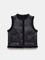 Mint Velvet Black Bonded Embroidered Collarless Gilet - Image 6 of 7