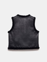 Mint Velvet Black Bonded Embroidered Collarless Gilet - Image 7 of 7