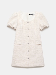 Mint Velvet White Sequin Boucle Mini Dress - Image 6 of 7