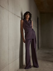 Mint Velvet Red Satin Wide Trousers - Image 1 of 6