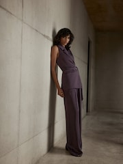 Mint Velvet Red Satin Wide Trousers - Image 2 of 6