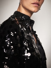 Mint Velvet Black Sequin Fringed Shrug - Image 5 of 7