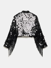 Mint Velvet Black Sequin Fringed Shrug - Image 7 of 7
