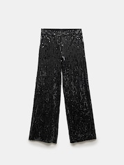 Mint Velvet Black Sequin Velvet Trousers - Image 6 of 6