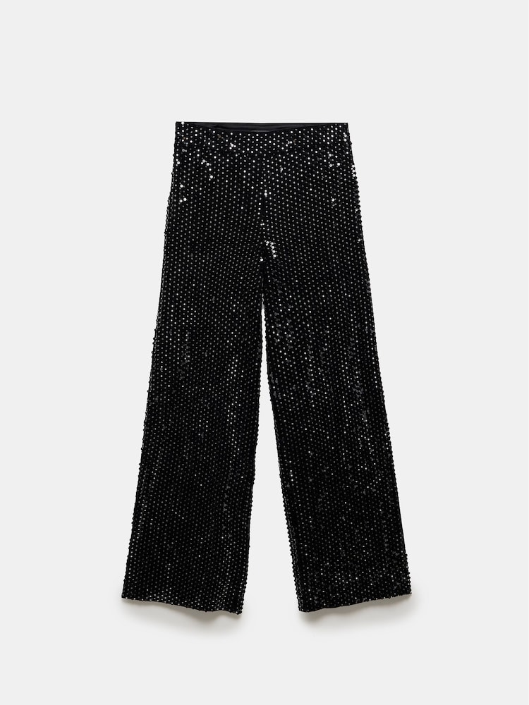 Mint Velvet Black Sequin Velvet Trousers - Image 6 of 6 Mint Velvet Black Sequin Velvet Trousers - Image 6 of 6
