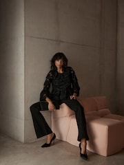 Mint Velvet Black Floral Applique Top - Image 2 of 6