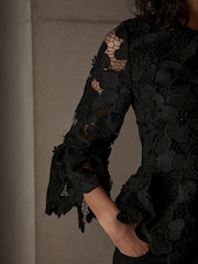 Mint Velvet Black Floral Applique Top - Image 5 of 6