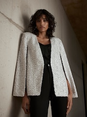Mint Velvet Cream Sequin Cape Poncho - Image 1 of 7