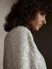 Mint Velvet Cream Sequin Cape Poncho - Image 4 of 7