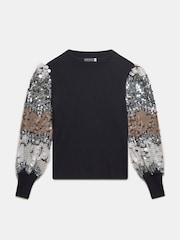 Mint Velvet Black Sequin Sleeve Jumper - Image 6 of 7