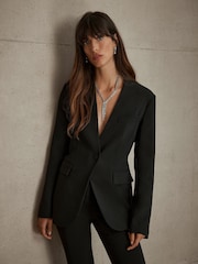 Mint Velvet Black Collarless Blazer - Image 1 of 7