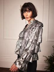 Mint Velvet Silver Ruffle Blouse - Image 2 of 7
